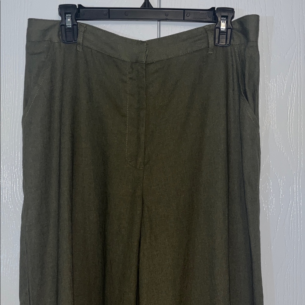 Max Studio London Olive Linen Blend Trousers